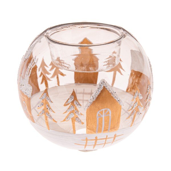 Skleněný svícen s vánočním motivem Snowy Land – Dakls