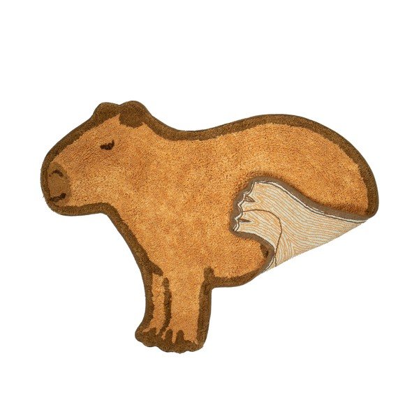 Hnědý bavlněný dětský koberec 52x68 cm Capybara – Sass & Belle-image-1