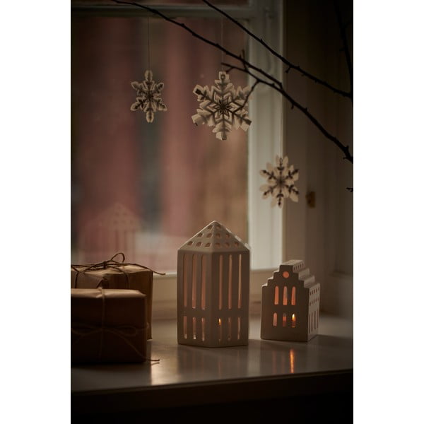 Bílá keramická lucerna Kähler Design Long Church, výška 10 cm-image-1