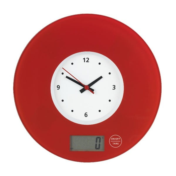 Červená kuchyňská váha s hodinami Wenko Clock-image-2