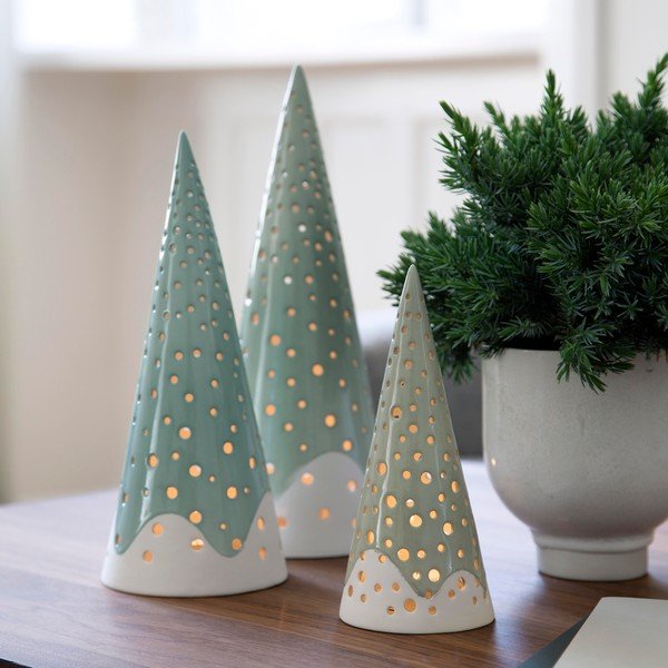 Tyrkysový vánoční svícen z kostního porcelánu Kähler Design Nobili, výška 25,5 cm-image-2