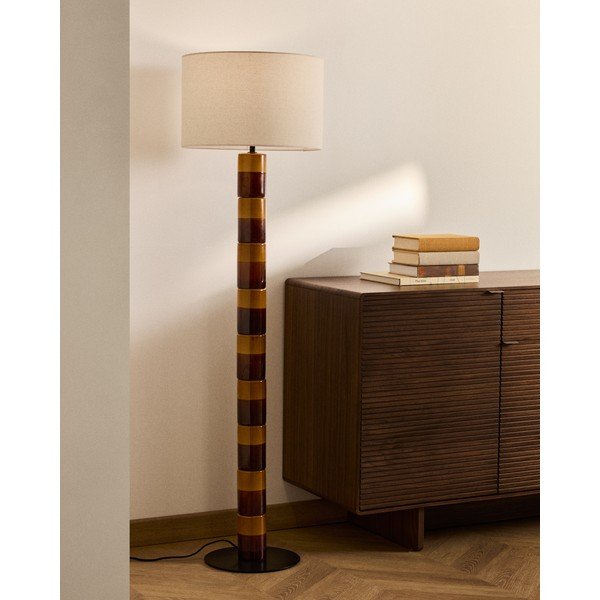 Stojací lampa s textilním stínidlem (výška 146 cm) Mavran – Kave Home-image-1