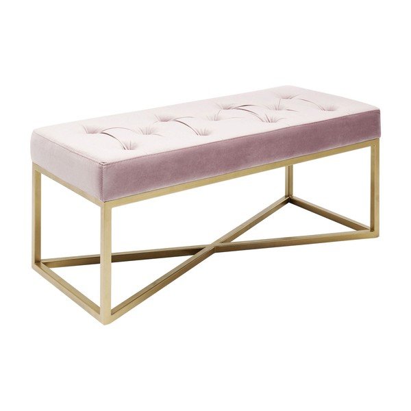 Světle růžová sametová lavice Kare Design Crossover-image-4
