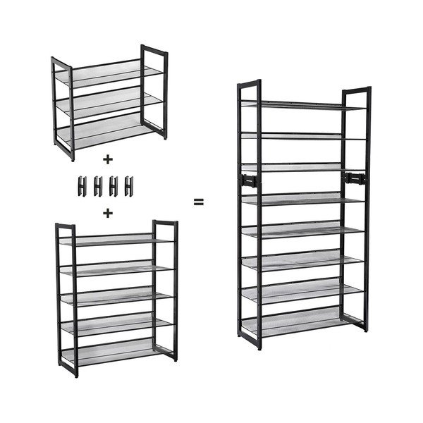 Černý kovový regál na 15 párů bot Songmics-image-4