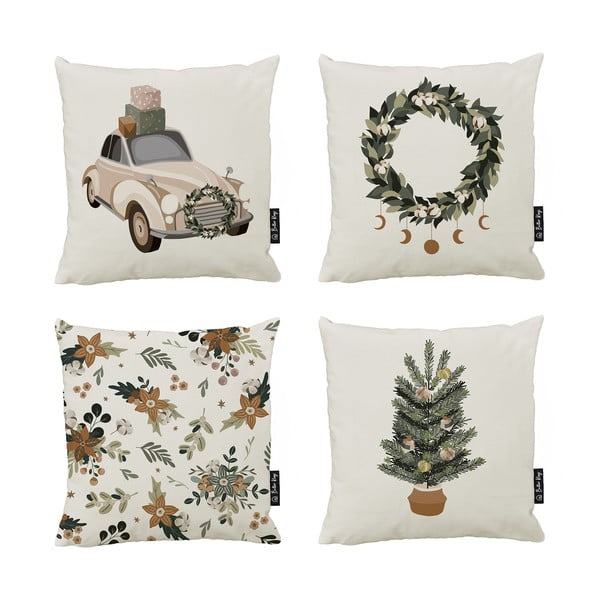 Povlaky na polštáře s vánočním motivem v sadě 4 ks 45x45 cm Festive Mood – Butter Kings