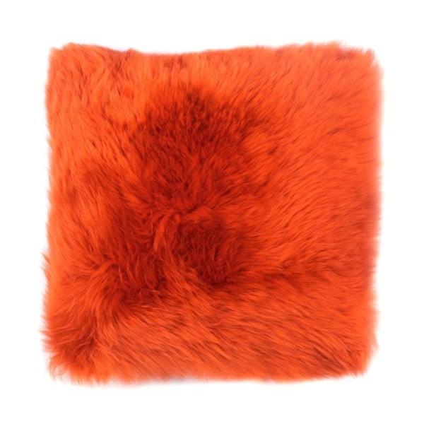 Oranžový vlněný polštář z ovčí kožešiny Auskin Helsin, 35 x 35 cm