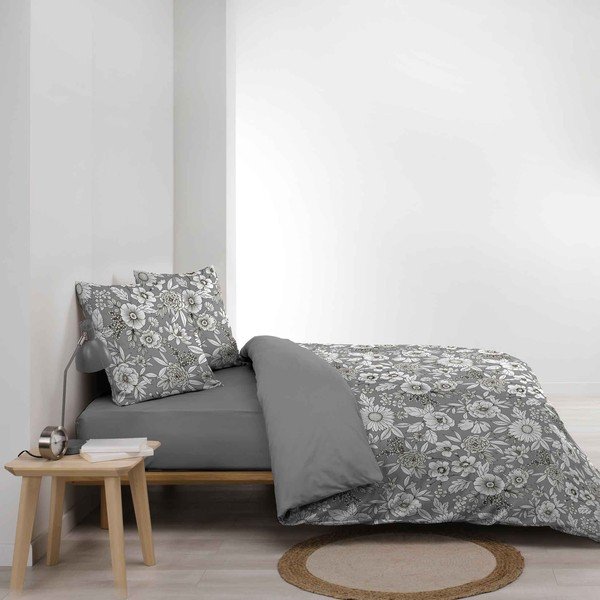 Bílo-šedé prodloužené bavlněné povlečení na dvoulůžko 240x220 cm Milady – douceur d'intérieur-image-1