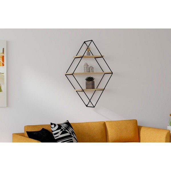 Černá/přírodní patrová police Meho – Kalune Design-image-1