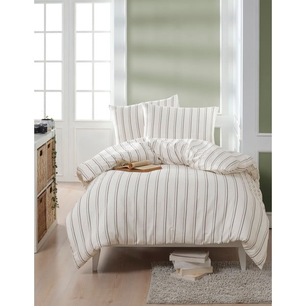 Béžové-krémové povlečení na jednolůžko 140x200 cm Hamilton – Mijolnir