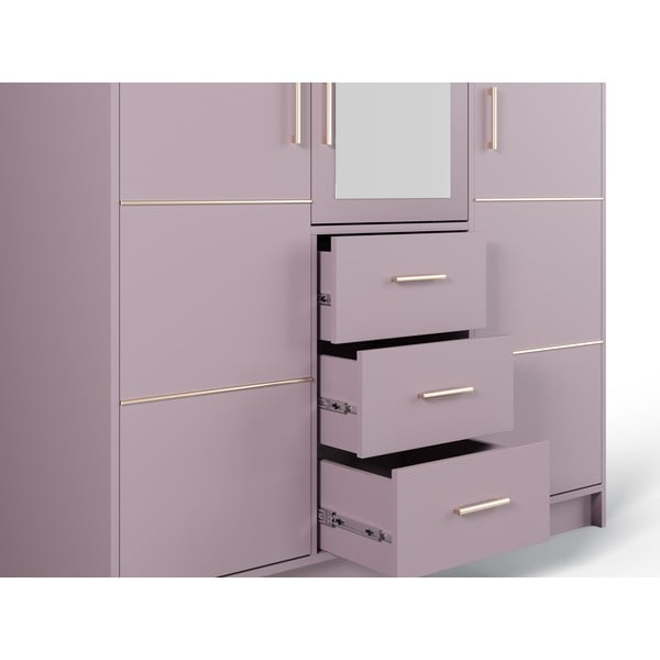 Růžová šatní skříň se zrcadlem 147x200 cm Burren - Cosmopolitan Design-image-1