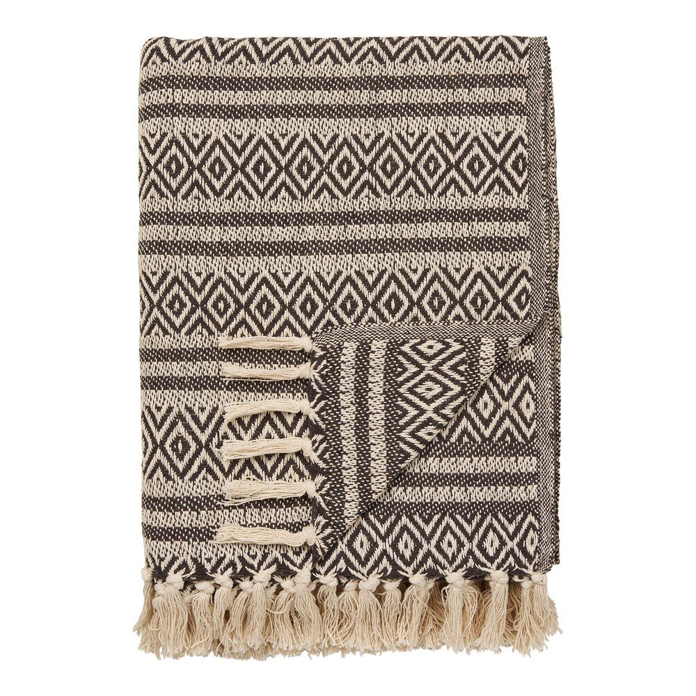 Brown recycled cotton blanket 130x180 cm Adana – House Nordic