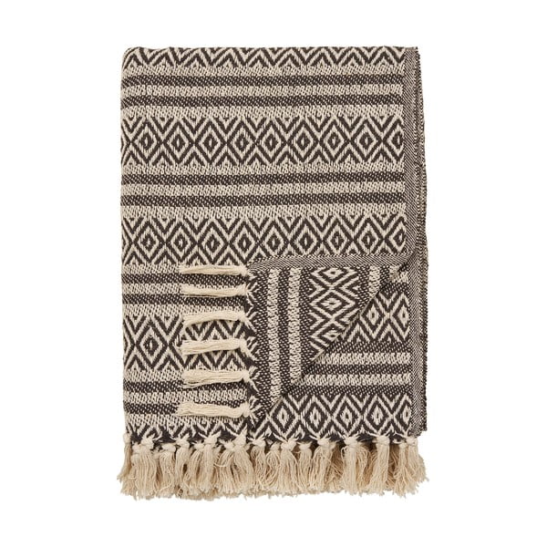 Hnědá deka z recyklované bavlny 130x180 cm Adana – House Nordic
