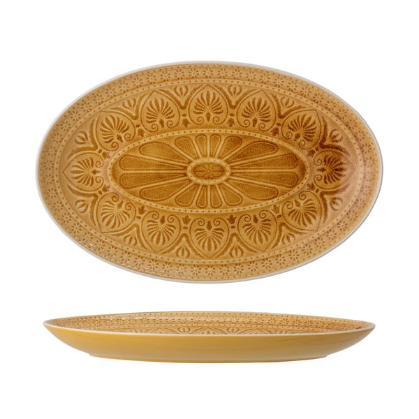 Oranžovožlutý servírovací talíř z kameniny Bloomingville Rani, 39 x 25 cm-image-3