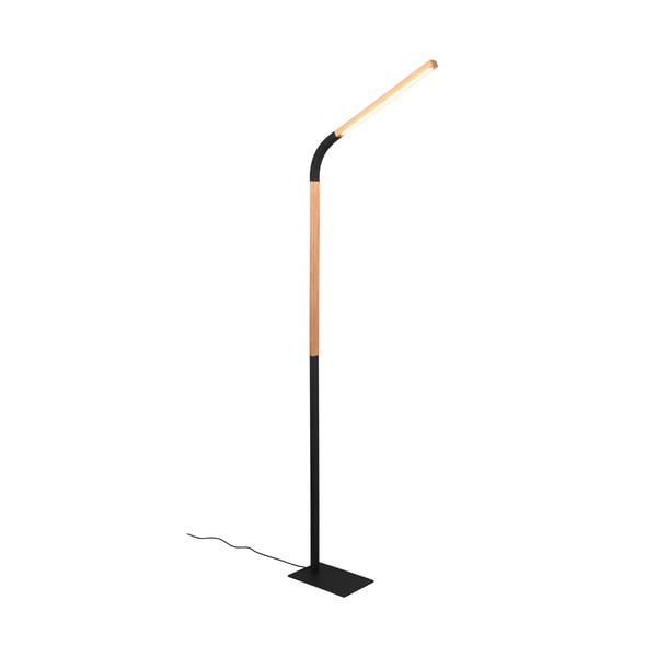 LED stojací lampa v černé a přírodní barvě s dřevěným stínidlem (výška 169,5 cm) Norris – Trio