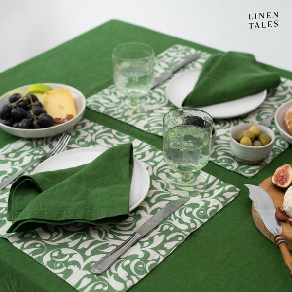 Lněné prostírání 35x45 cm Evergreen Damask – Linen Tales-image-2
