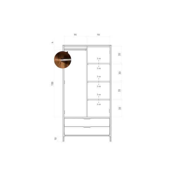 Šatní skříň z dubového dřeva v přírodní barvě 90x188 cm Twig – The Beds-image-4