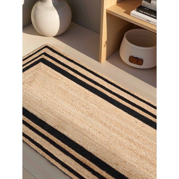 Černý/v přírodní barvě ručně tkaný jutový běhoun 70x200 cm Jutta – Hanse Home-image-2