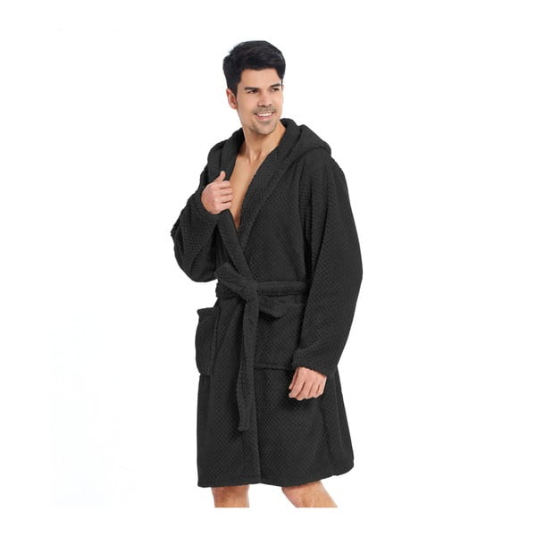 Černý unisex župan z mikrovlákna DecoKing Sleepyhead, velikost XS-image-1