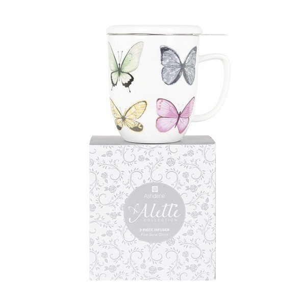 Hrnek z kostního porcelánu s pokličkou a sítkem na sypaný čaj Ashdene Alette, 350 ml-image-1