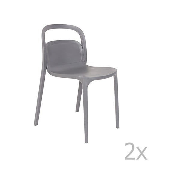 Sada 2 šedých židlí White Label Rex