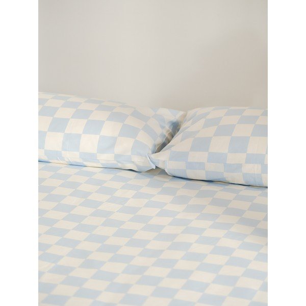 Světle modrý/krémový povlak na peřinu na jednolůžko z bavlněného saténu 140x200 cm Plu – noo.ma-image-2