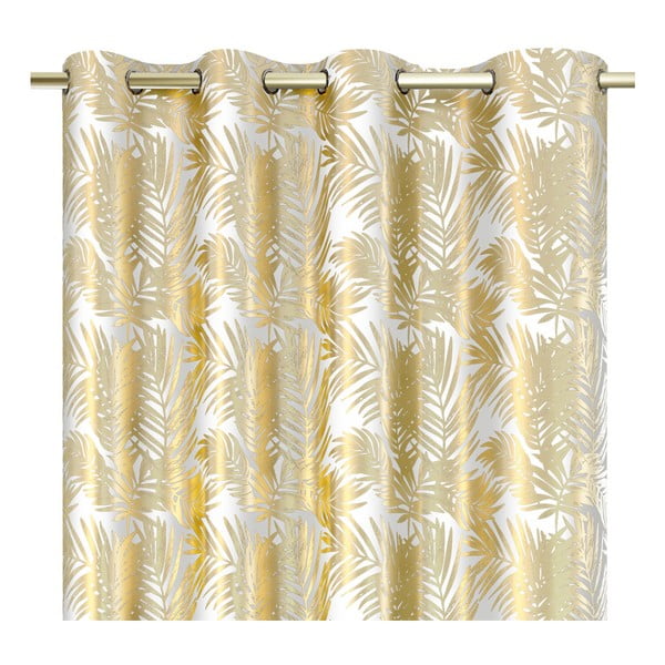 Sametový dimout závěs v bílo-zlaté barvě 140x245 cm Golden Leaves – Restilo