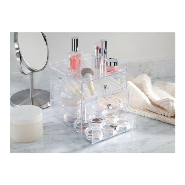 Transparentní organizér se 3 šuplíky iDesign Drawers, výška 18 cm-image-1