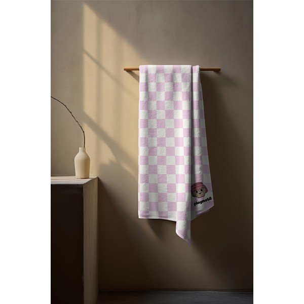 Růžová bavlněná dětská osuška 75x140 cm Checkerboard – Playmobil-image-1
