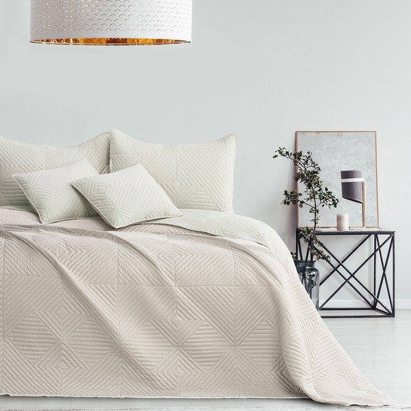 Krémový prošívaný přehoz z mikrovlákna 220x240 cm Softa – Restilo-image-2