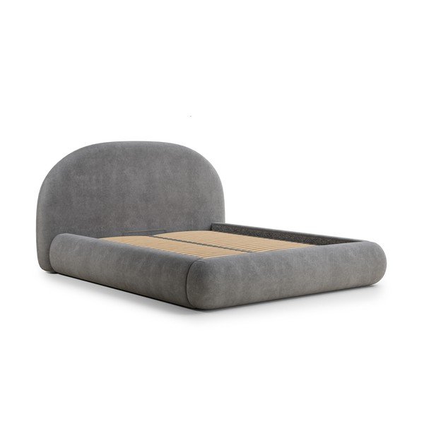 Šedá čalouněná dvoulůžková postel s úložným prostorem s roštem 160x200 cm Maumere – Maison de Rêve