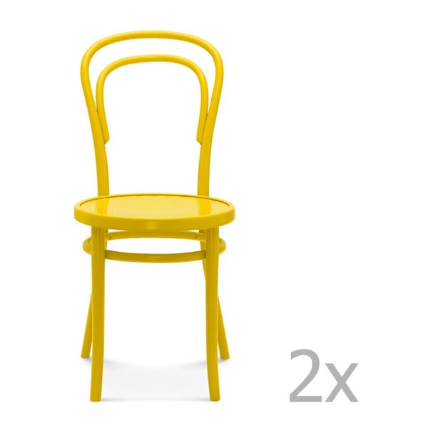Sada 2 žlutých dřevěných židlí Fameg Jesper