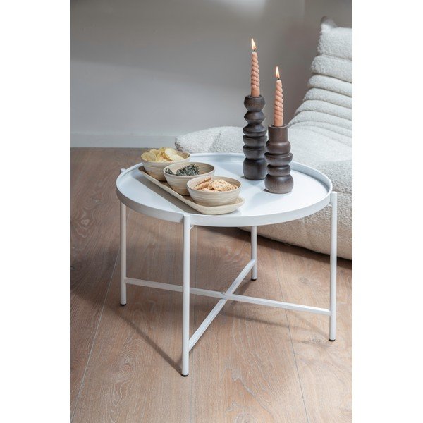 Bílý kovový kulatý konferenční stolek ø 50 cm Meseta  – Leitmotiv-image-2