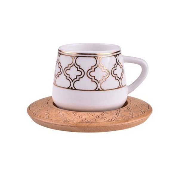 Sada 6 porcelánových hrnků s bambusovými podtácky Bambum Hanedan-image-1