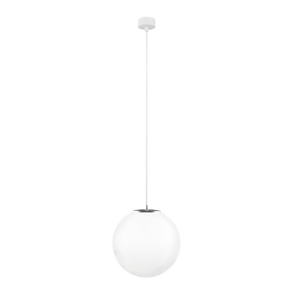 Bílé závěsné svítidlo s bílým kabelem a detailem ve stříbrné barvě Sotto Luce Tsuri, ⌀ 30 cm