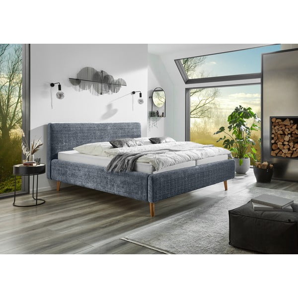 Modrá čalouněná dvoulůžková postel s roštem 180x200 cm Primavera – Meise Möbel-image-1