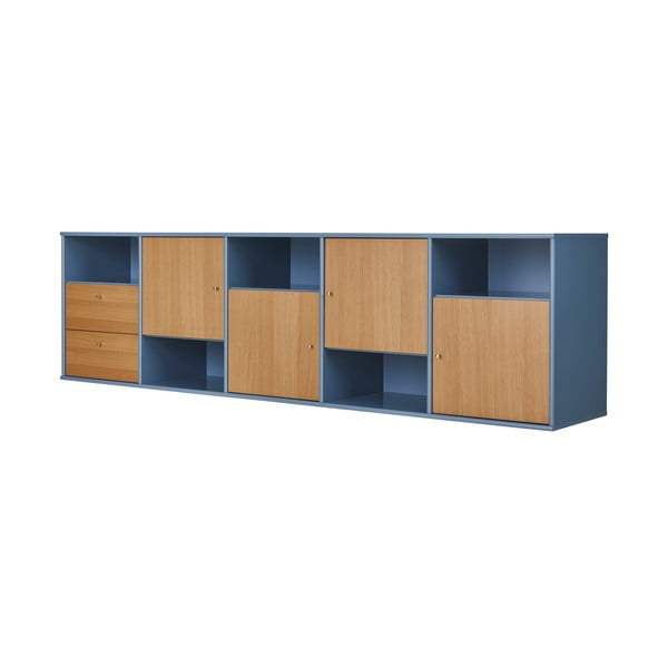 Nízká závěsná komoda v dekoru dubu v modro-přírodní barvě 220x61 cm Mistral – Hammel Furniture-image-2