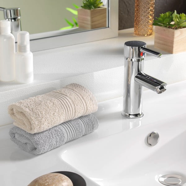 Béžový froté bavlněný ručník 30x50 cm Tendresse – douceur d'intérieur-image-1