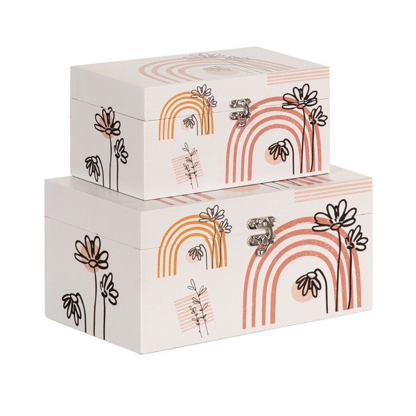Krémové dekorativní úložné boxy v sadě 2 ks 30x18x15 cm Flowers – Ixia