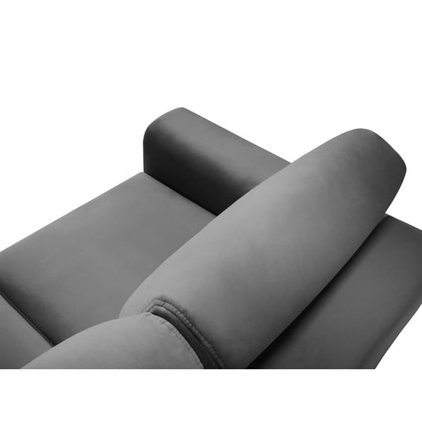 Světle šedá sametová rozkládací/s úložným prostorem rohová pohovka Kyoto – Cosmopolitan Design-image-4