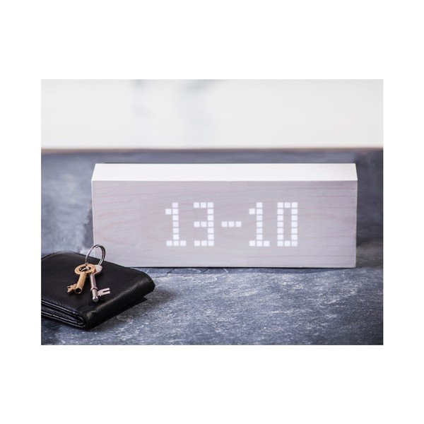 Bílý budík s bílým LED displejem Gingko Message Click Clock-image-3