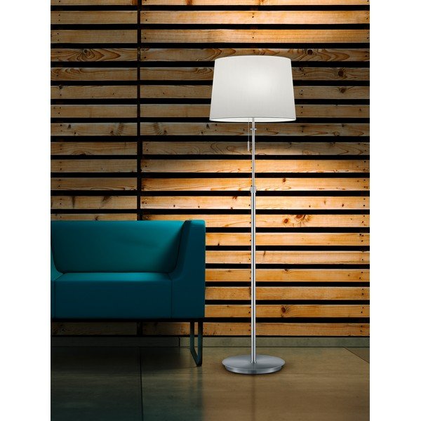 Stojací lampa ve stříbrné barvě s textilním stínidlem (výška 180 cm) Lyon – Trio-image-1