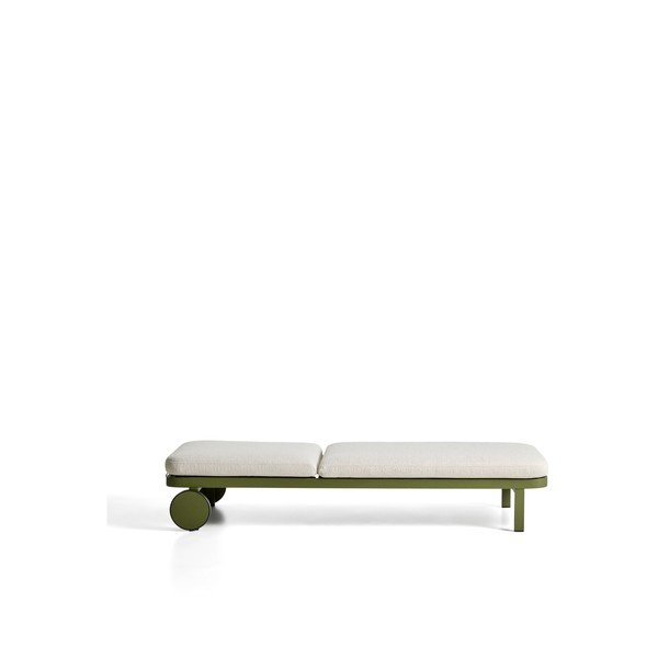 Zelené kovové polohovací zahradní lehátko Kionia – Kave Home-image-4