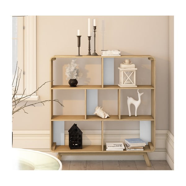 Knihovna v dekoru dubu v přírodní barvě 122x126 cm Caitlin – Støraa-image-4