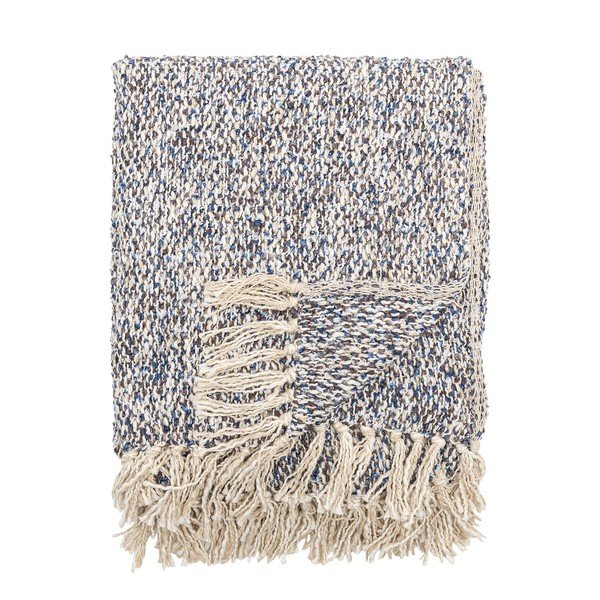 Šedomodrá deka s příměsí lnu 130x160 cm Ocean – Bloomingville-image-3