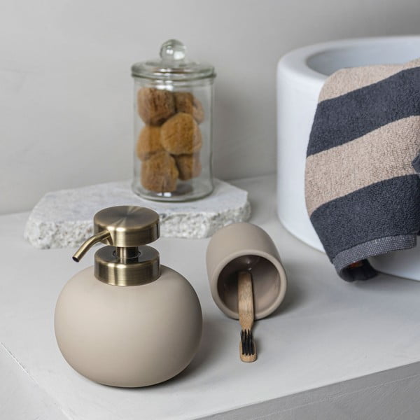 Krémový keramický kelímek na zubní kartáčky Lotus – Mette Ditmer Denmark-image-3