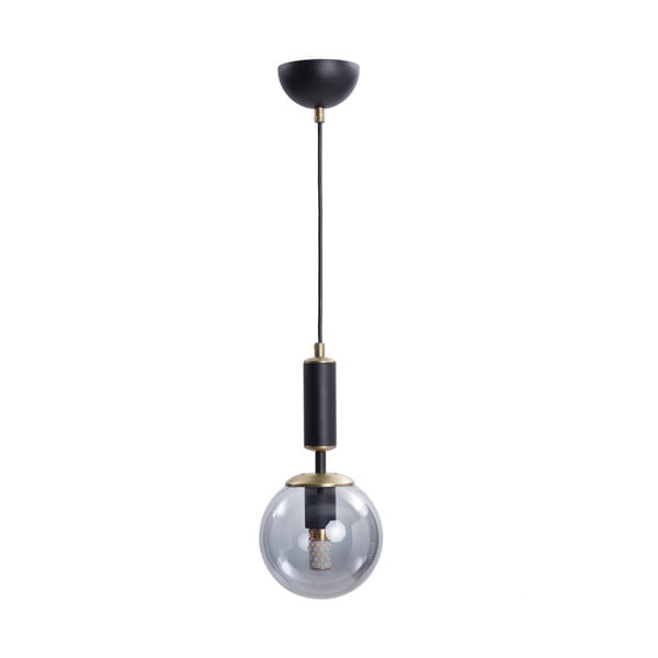 Černo-šedé závěsné svítidlo se skleněným stínidlem ø 15 cm Hector – Squid Lighting