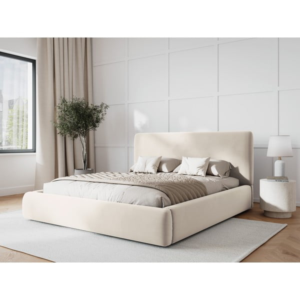 Béžová čalouněná dvoulůžková postel s úložným prostorem s roštem 180x200 cm Colonel – Cosmopolitan Design-image-1