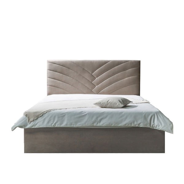 Béžová čalouněná dvoulůžková postel s úložným prostorem s roštem 160x200 cm Palmyre - Bobochic Paris