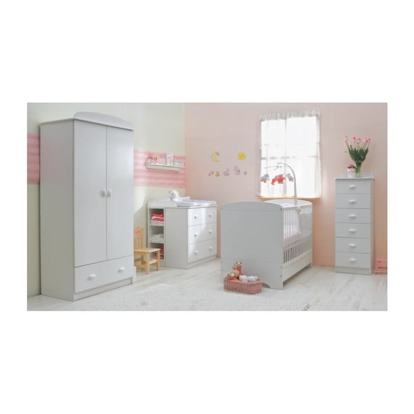 Bílá variabilní dětská postýlka se zásuvkou a lištou proti okusu bočnice Faktum Mokus, 70 x 140 cm-image-1