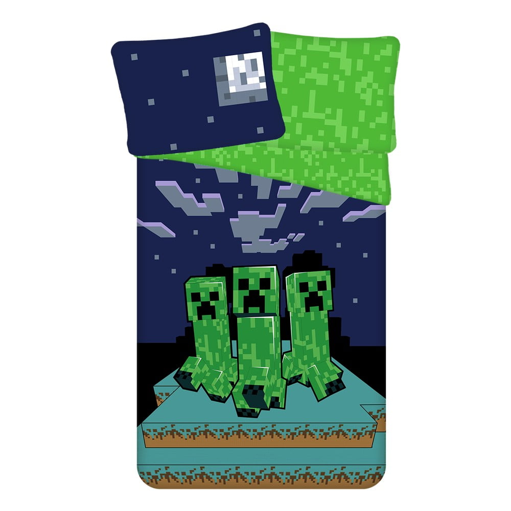 Jerry Fabrics Minecraft "Sssleep Tight" dětské povlečení zelená/modrá 140x200